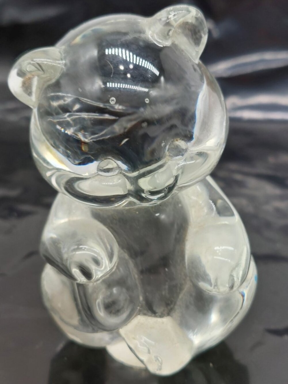 Fenton April Bear Clear Glass Bear Figurine Handmade Decorative 4 in